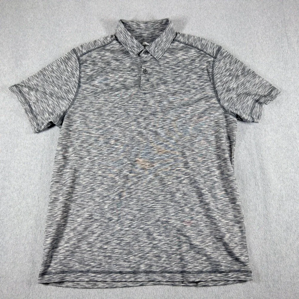 Tommy Bahama Polo Shirt Men M Gray Heather Performance‎ Golf Casual
